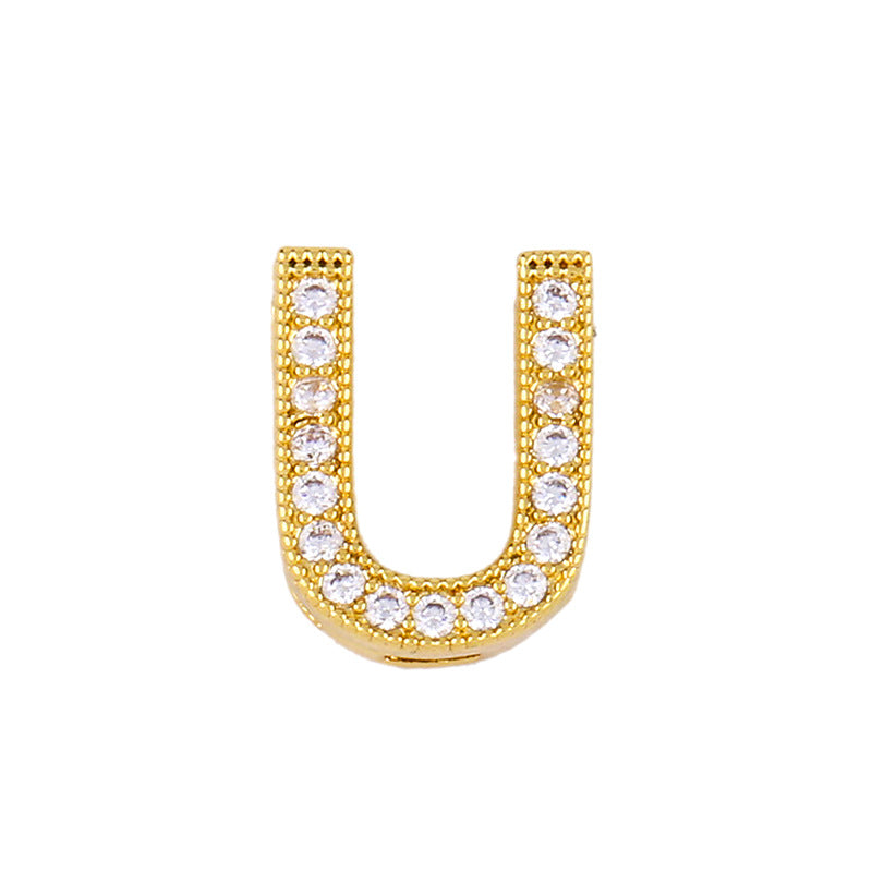 Wholesale 26 English Alphabets Gold-plated Necklaces with Diamonds